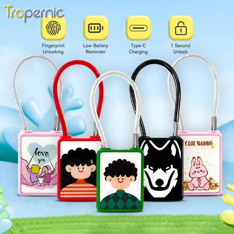 Tropernic Intelligent Fingerprint Padlock Rechargeable portable Mini Electronic Padlock for Anti-theft Bag