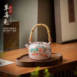 Tetera de Cerámica con Asa de Bambú, Forma Redonda de Porcelana para Preparar Té, Origen Dehua - Product Image 1