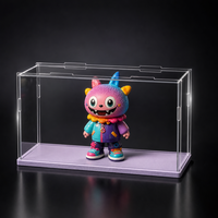 Vitrine longue en acrylique transparent avec base et couvercle anti-poussière à clipser pour collection de modèles