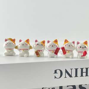 Wholesale Custom Miniature Resin Crafts Lucky <strong>Cat</strong> Table <strong>Figurines</strong> for Kids Parties Car Hanging &amp; Garden Board Decor - Product Image 2