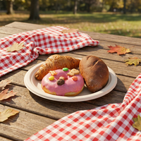 Assiettes jetables personnalisables de 9 pouces, résistantes à la graisse, compatibles micro-ondes, biodégradables, en bagasse de canne à sucre et pulpe de bambou, pour le camping