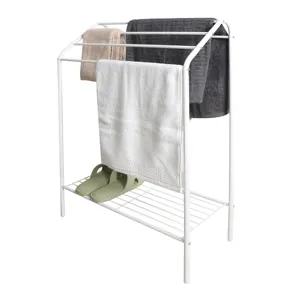 Nieuwe Witte Badkamer Handdoek Plank Met Schoen Houder Metaal Ijzer Freestand Handdoeken Rack Vloer Handdoek Houder
