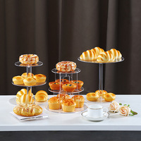 Fournitures de mariage en gros, support de présentation de gâteau rotatif multi-niveaux rond/carré en acrylique transparent transfrontalier