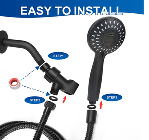 High Pressure Handheld <strong>Shower</strong> Head 5-Setting Powerful Spray with <strong>Hose</strong> and 59'' PVC <strong>Shower</strong> Modern Design Black Finish - Product Image 5