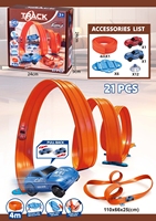 Jouets de piste de course flexibles pour enfants : piste de course flexible de 19 pieds avec ventouses et voitures miniatures en métal
