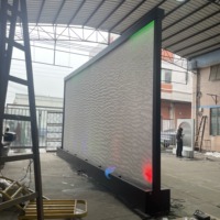 Fontaine murale en acier inoxydable à cascade avec éclairage LED aux couleurs changeantes, télécommande sans fil, rideau d'eau sur pied moderne