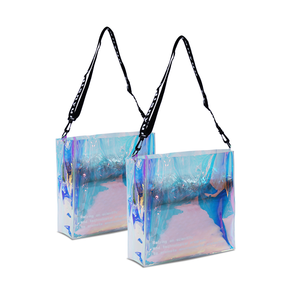 Groothandel Nieuwe Pvc Schouder Herbruikbare Tas Logo Aangepaste Jelly Kleur Transparant Met Afdrukken Webbing Verpakking Tas - Product Image 1