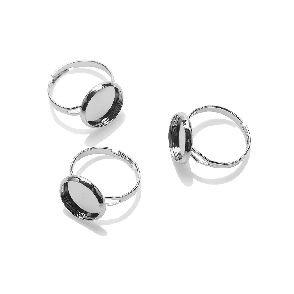 Zhubi-Base de anillo de cabujones de vidrio, redondos y ajustables, cuentas sueltas para fabricación de joyas, accesorios hechos a mano, 12MM