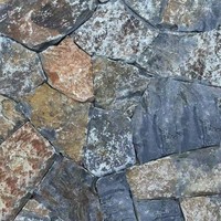 Revêtement mural en pierre irrégulière rustique naturelle, ardoise bleue rouillée multicolore, pavé aléatoire pour projets de villas et jardins extérieurs