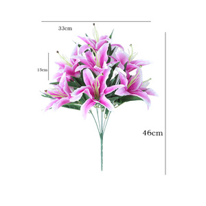 Bouquet de lys en soie Ruilisi, 9 têtes, fleurs en plastique blanches pour la décoration de la maison, accessoires de photographie de mariage - Product Image 5