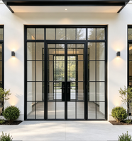 Porte de patio française manuelle en aluminium et verre, double vitrage trempé, étanche, antivol, peu encombrante, à charnières, sans rail, sur mesure pour bureau