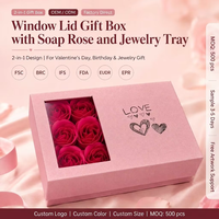 Boîte cadeau pour bijoux en forme de rose avec couvercle fenêtré et plateau floqué OEM ODM FSC BRC FDA Cadeaux de festival MOQ500