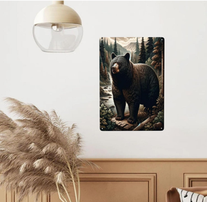 Hùng vĩ gấu đen động vật hoang dã nghệ thuật mộc mạc cổ điển kim loại tin đăng Retro trang trí nhà cho phòng khách thanh tay sơn tường tinplate - Product Image 3