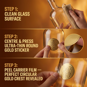Custom <strong>3D</strong> Electroplated Nickel Transfer Sticker Waterproof Round Metal Logo Label for Spirits and Beverage Bottle Branding - Product Image 5