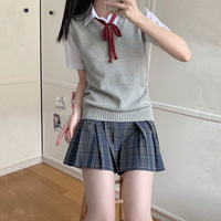 Chaleco de Punto Fino sin Mangas Estilo Preppy, Unisex, Cuello en V, Color Sólido, Combinable con Todo, Poliéster, Todas las Temporadas, Disponible