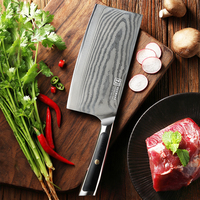Couteau à découper professionnel KEEMAKE ultra-affûté de 7 pouces, en acier Damas à 67 couches, couteau de boucher de cuisine avec boîte cadeau