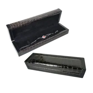 卸売アラビアデザインクロコダイルPUレザー木製ブレスレットボックスピアノラッカージュエリーネックレスロングチェーン収納ボックス