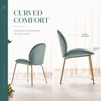Échantillon gratuit Vente entière Chaise de restaurant moderne Fauteuil en velours nordique Mobilier de salle à manger Chaise de salle à manger en tissu avec pied en or