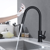Robinet de cuisine moderne à poignée unique en acier inoxydable 304 Eau Or Noir Couleur brossée Capteur tactile intelligent Noyau de valve en céramique