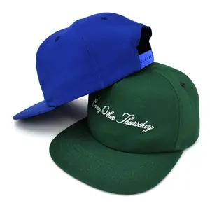 Unstructured Flat Bill High Quality 5-Panel Hats Cotton Snapback Embroidery Letters Logo Unstructured Flat Brim Snapback Caps