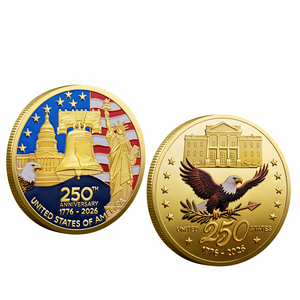 Moeda de Desafio Comemorativa do 250º Aniversário Americano Personalizada, Banhada a Ouro, Esmaltada com Impressão Colorida, Medalhão em Relevo 3D, Novo Design Moderno - Product Image 5