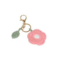 Pendentif de voiture, broche, accessoire de sac ou porte-clés fait main en fil de coton, style pastoral, motif floral, pour cadeau DIY