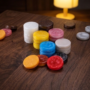 Vente directe d'usine, jetons <span class=keywords><strong>de</strong></span> poker en plastique double couche faits à la main, couleurs personnalisées, non toxiques, CE EN71, pour enfants - Product Image 2