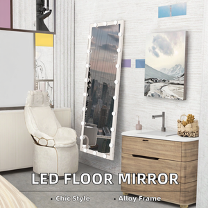 Miễn phí chúng tôi Cổ Phiếu hiện đại thủ công đứng LED full-length treo tường hợp kim nhôm thân thiện với môi cơ thể mặc quần áo gương lớn - Product Image 2