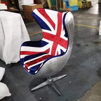 Meubles d'aviation chaises en forme de boule chaise de bureau aviateur en velours antique avec Union Jack chaise pivotante de bureau à domicile UK England