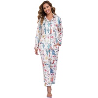 Livraison Gratuite – Nouveauté Été : Ensemble Pyjama 2 Pièces Bleu Imprimé avec Short, Col Revers et Boutons, Taille Élastique – Doux et Adorable