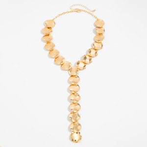 HT0122 Ensemble de bijoux collier en Y à sequins géométriques et boucles d'oreilles <span class=keywords><strong>disque</strong></span> dorées, <span class=keywords><strong>pour</strong></span> usage quotidien, cadeau de fête, accessoire de mode - Product Image 2