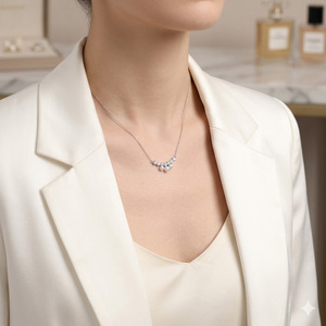 Collana in Argento Puro S925 con Perle Naturali e Moissanite VVS, Gioiello Moderno Personalizzato per Regali Aziendali - Product Image 6