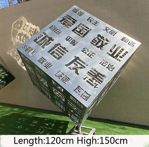 Escultura <span class=keywords><strong>de</strong></span> cubo calado a gran escala contemporánea, Cubo <span class=keywords><strong>de</strong></span> <span class=keywords><strong>Metal</strong></span> artístico blanco, cubo geométrico plateado para decoración <span class=keywords><strong>de</strong></span> jardín urbano - Product Image 2