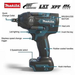 Clé à chocs électrique sans fil <span class=keywords><strong>18V</strong></span> <span class=keywords><strong>Makita</strong></span> DTW700 à couple élevé pour la réparation automobile et l'assemblage de machines lourdes - Product Image 4