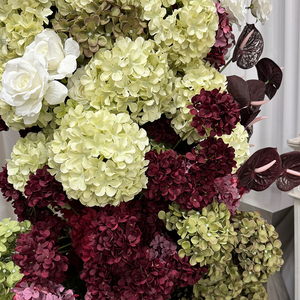 Arche de fleurs artificielles en soie verte et bordeaux pour mariage, anniversaire, Noël, Nouvel An chinois et autres événements - Product Image 4