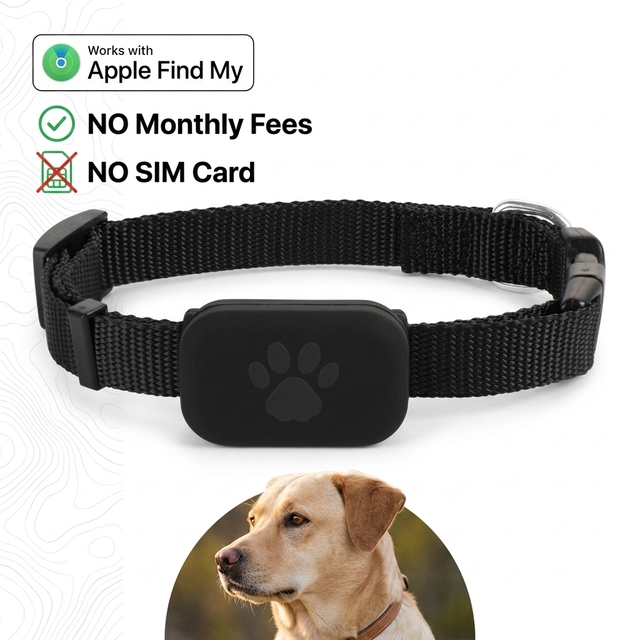 Smart Pet Tracker Works with Apple Find My | Waterproof Bluetooth Dog Anti-Lost Collar | No SIM Card No Monthly Fees