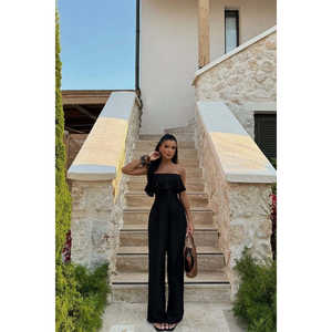 Plus Size Black Fedora <b>Jumpsuit</b> Formal Chic High Waist Corduroy Summer Autumn ODM Supply Fitness <b>Party</b> with Print Decoration - Product Image 2