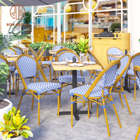 Meubles de restaurant commercial au design 3D, jardin extérieur, restaurant en bois, table de restauration rapide, ensemble de tables et de chaises