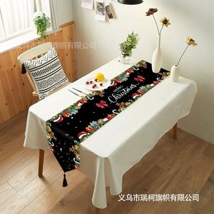 Double Layer Retro Snowman <b>Table</b> Runner Home Tablecloth <b>Decorations</b> Linen/Polyester Fabric Durable Digital Printing for <b>Party</b> - Product Image 5