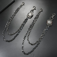 Rantai Celana Berlapis-lapis Model Spike Retro Keren Metal Punk Rock Hip-hop Rantai Pinggang Rantai Dompet Perhiasan Unisex