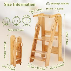 <span class=keywords><strong>Torre</strong></span> Montessori para niños pequeños, taburete de cocina ajustable en altura para niños, <span class=keywords><strong>torre</strong></span> de pie plegable para aprender con <span class=keywords><strong>Sa</strong></span> - Product Image 4