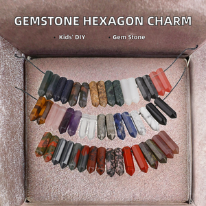Cuentas de Cristal Perforadas con Forma de Hexágono de Piedras Preciosas Naturales de Calidad para Hacer Joyería y Collares - Product Image 2