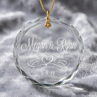 Adorno de Cristal Transparente Facetado Redondo, Recuerdo de Boda Personalizado con Nombre de Pareja, Decoración