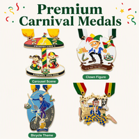 Maßgefertigte 3D-Stereo-Karnevalsmedaille, vergoldet, emailliert, hohl, Clown-Karussell-Bier-Band-Festival, geprägte Cartoon-Figur