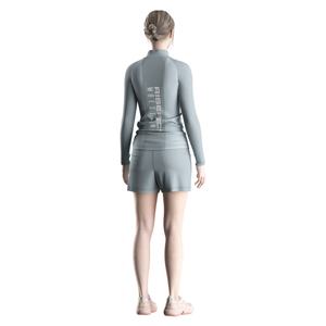 Ensemble de lutte pour femmes, évacuation de l'humidité, haut à manches longues avec fermeture éclair 1/4 et short de compression pour l'entraînement et la remise en forme - Product Image 6