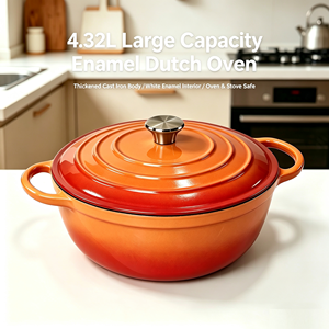 Pentola in Ghisa Smaltata 4,32L con Coperchio, Doppio Manico, Antiaderente, Casseruola Profonda Resistente, Adatta per Induzione e Forno - Product Image 5