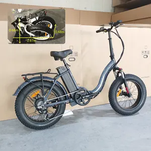 Bicicleta elétrica dobrável com pneus largos, motor Bafang 500W, bateria de 15Ah, bicicleta elétrica dobrável mini, bicicleta elétrica