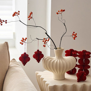Branches artificielles de houx avec baies rouges, fleurs en plastique pour vase, décoration réaliste du Nouvel An chinois, 30cm-100cm - Product Image 2