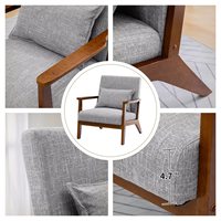 Fauteuil d'appoint simple pour la décoration intérieure, base en bois robuste, revêtement en lin, chaise d'appoint pour salle de réception, mobilier de maison