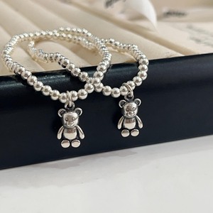 Pulsera de Plata de Ley S925 con Dijes de Oso y Cuentas Elásticas, Joyería para Mujeres y Niñas, Regalo - Product Image 1